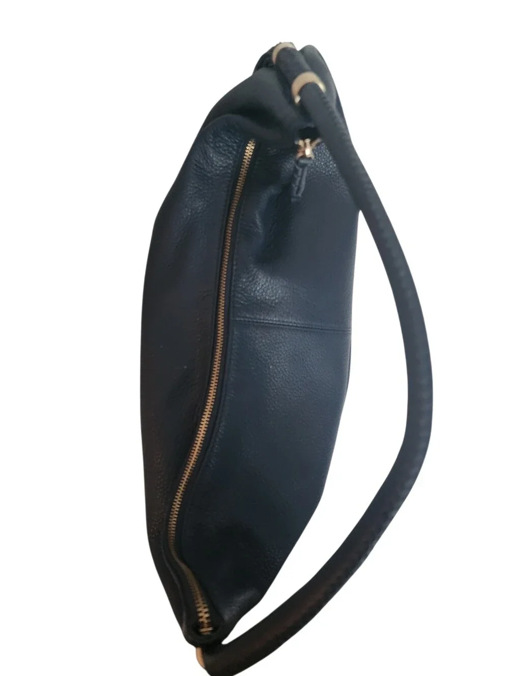 Vince Camuto Navy Blue Pebbled Leather Dessa Tassel Hobo Bag